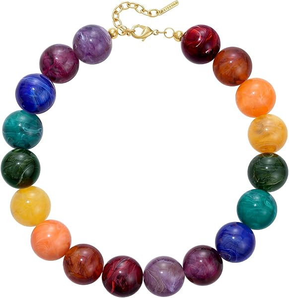 KissYan Chunky Beaded Choker Necklace for Women | Amazon (US)