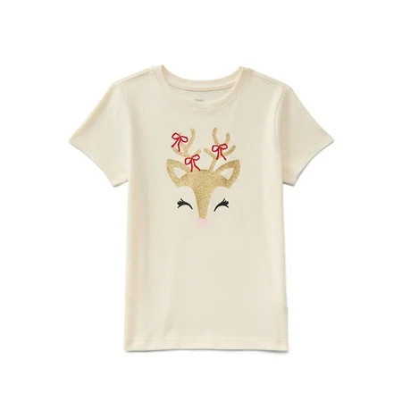Holiday Time Girls Christmas Short Sleeve Graphic T-Shirt, Sizes 4-18 | Walmart (US)