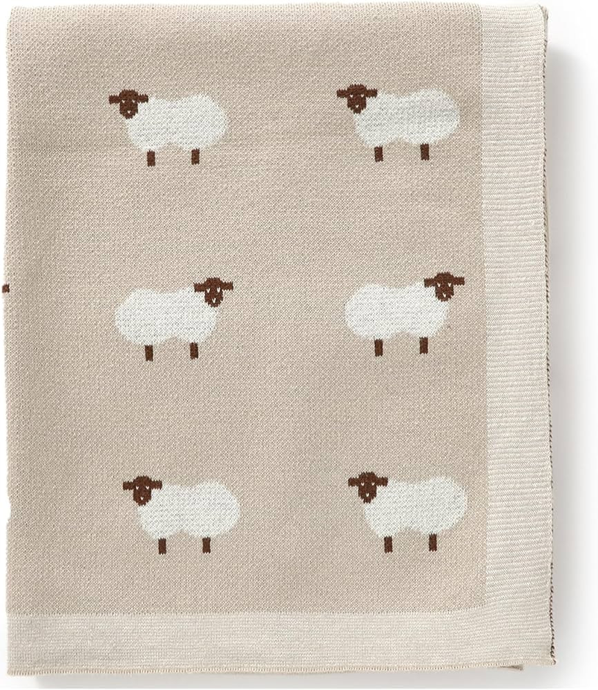 mimixiong Baby Blanket Knit 100% Cotton Toddler Blankets for Boys and Girls with Cute Sheep Size ... | Amazon (US)