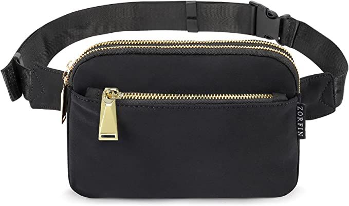 Amazon.com | ZORFIN Fanny Packs for Women Men, Black Crossbody Fanny Pack, Belt Bag with Adjustab... | Amazon (US)