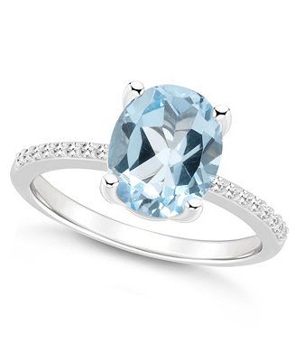 Women's Sky Blue Topaz (3-3/5 ct.t.w.) and Diamond (1/10 ct.t.w.) Ring in Sterling Silver | Macy's