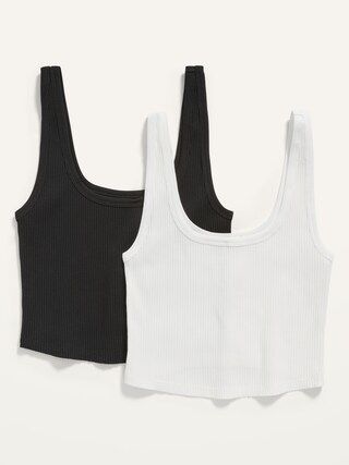 Fitted Ultra-Cropped Rib-Knit Tank Top 2-Pack for Women | Old Navy (US)