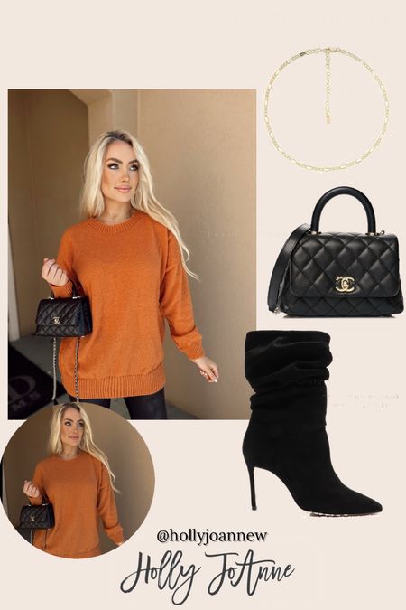 Sweater S
- Code HollyJoAnneW to save 15%
Faux Leather Leggings S
Boots TTS
Gold link necklace 
Chanel Mini Coco bag


#falloutfit #fallinspo #sweater #shein #chanel #spanx #leggings

#LTKSeasonal #LTKHoliday #LTKworkwear