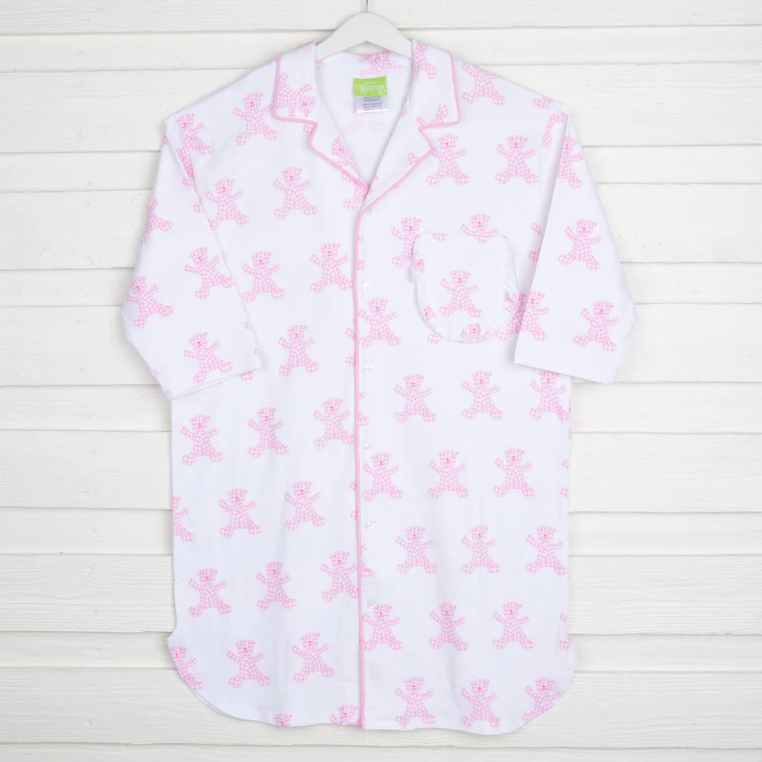 Mom Lounge Shirt Pink Bear Print | Classic Whimsy