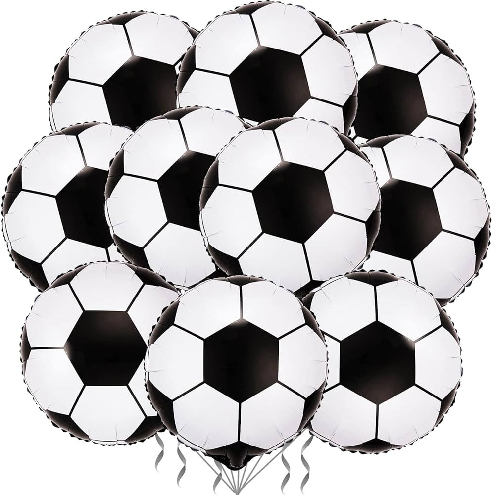 10 Pack 18 Inch Soccer Foil Balloons Football Helium Metallic Mylar Balloons for Birthday Party S... | Amazon (US)