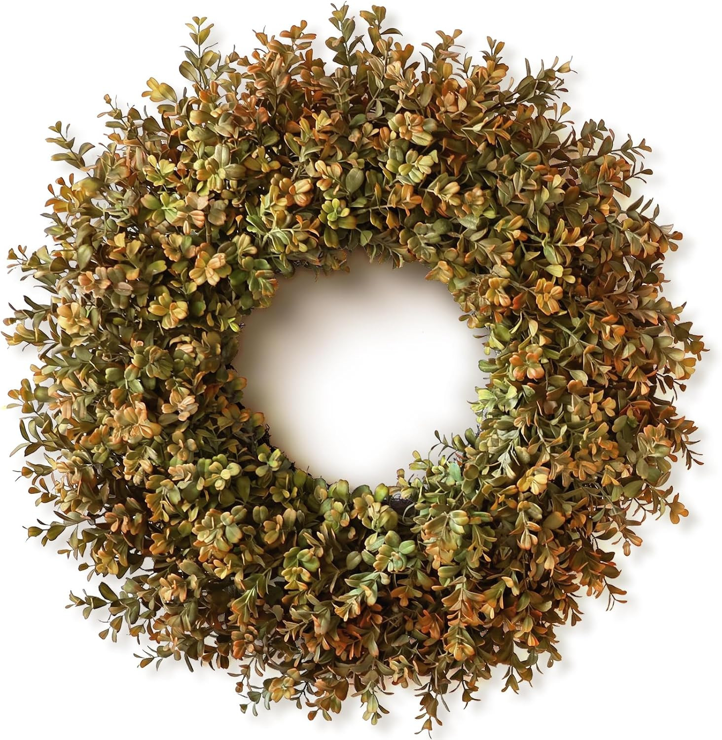 26'' Large Fall Wreath for Front Door, Porch, Window- Artificial Boxwood Leaves Outdoor Autumn Wreath for Home, Farmhouse Wall Thanksgiving Day Harvest Festival Decor | Amazon (US)