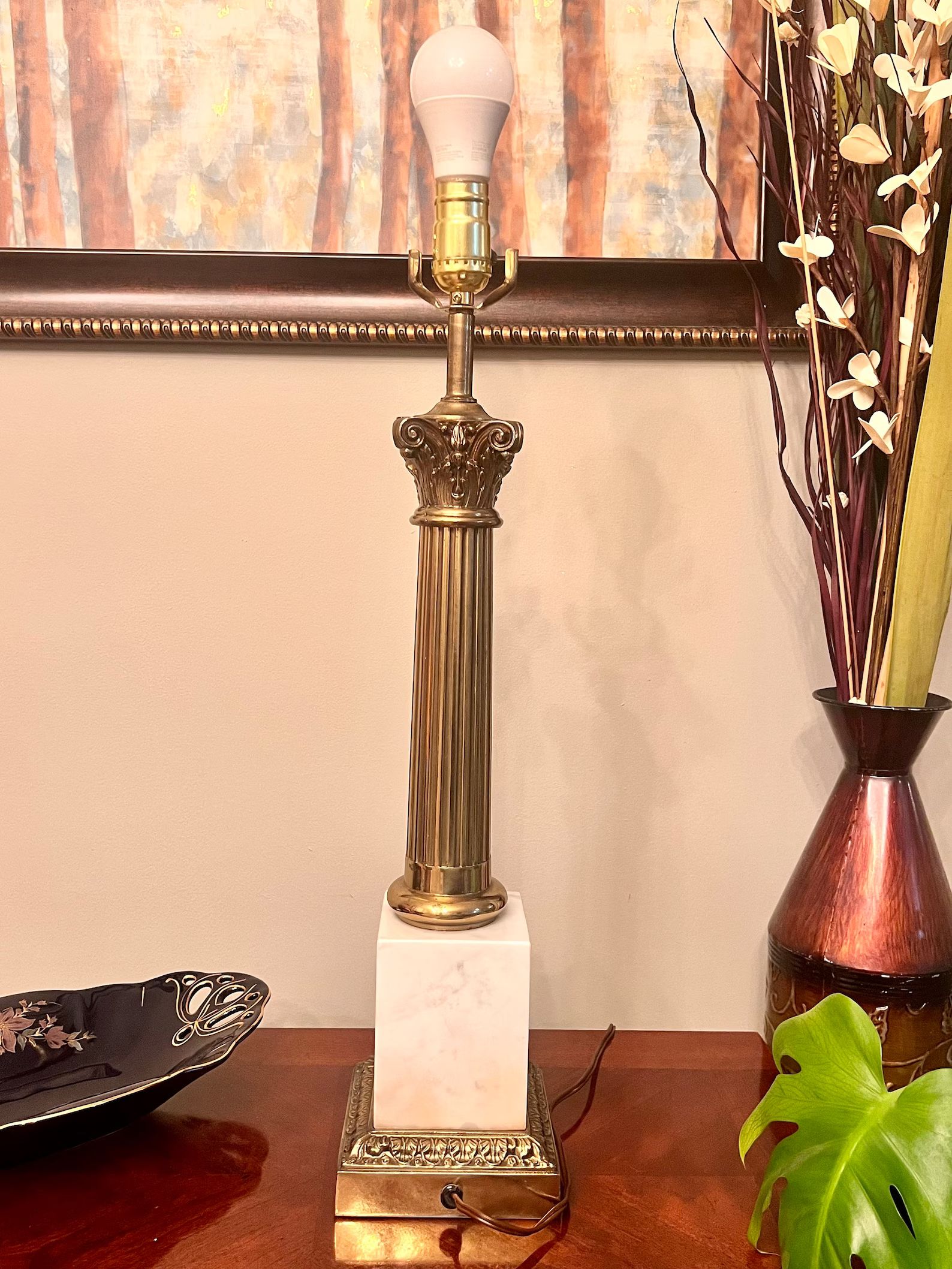 Vintage Hollywood Regency Brass and Marble Column Table Top Lamp by Stiffel | Etsy (US)