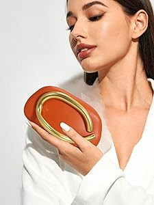 Women PU Leather Metal Handle Handbag Trendy Commuting Compact Stone Purse Hand-held Causal Shoul... | Amazon (US)