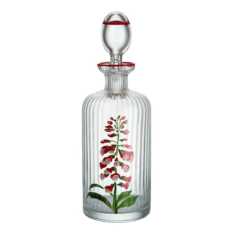 Murano Hand-Painted Oil Bottle in Red Flower | Over The Moon