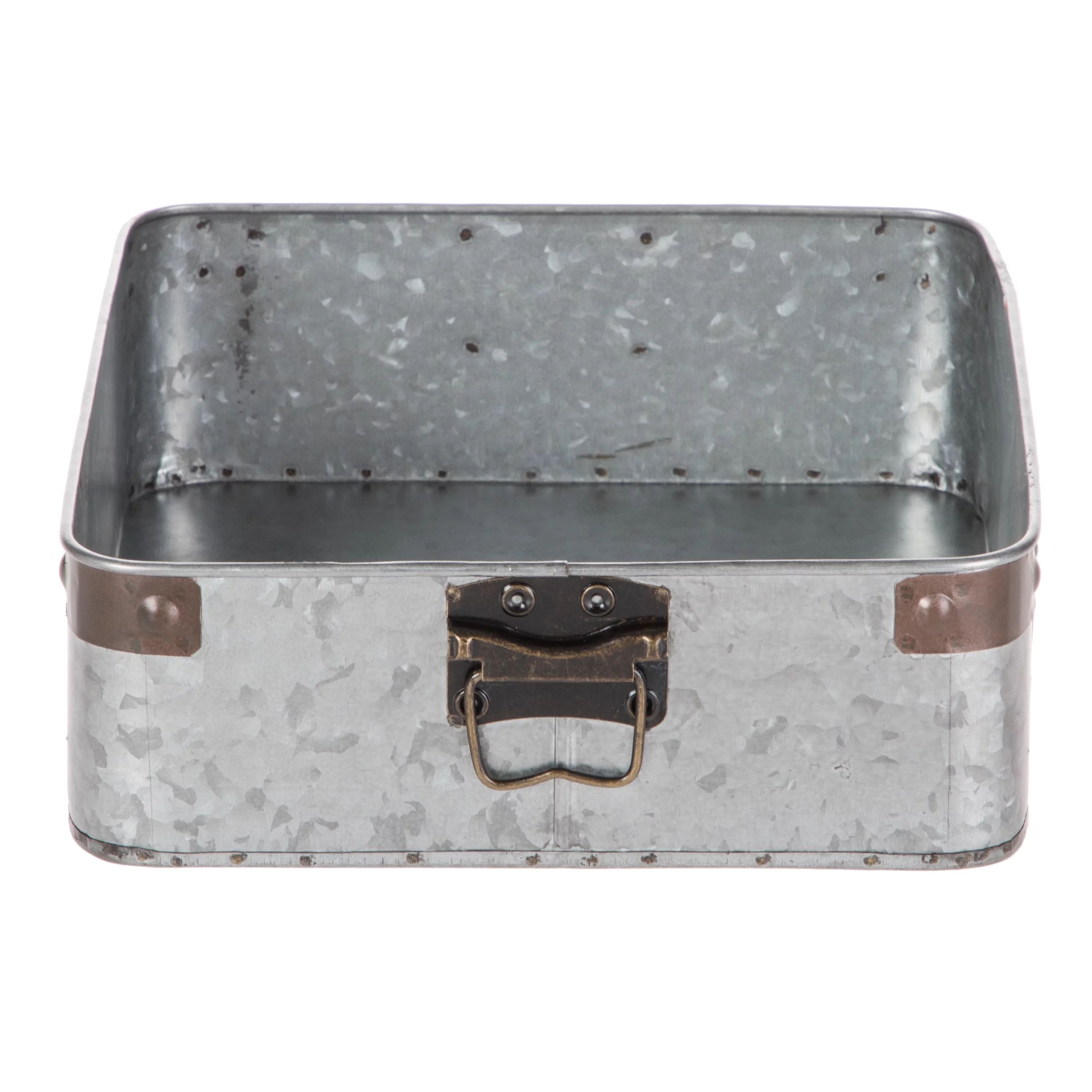 Mainstays Silver Galvanized Metal Square Tray with Bronze Antique Accents - Walmart.com | Walmart (US)