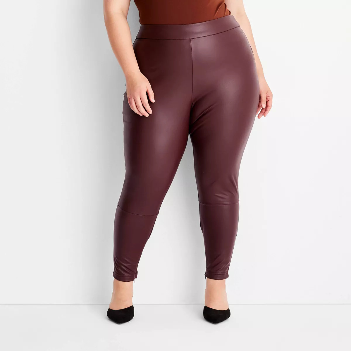Women's High-Waisted Slim Fit Faux Leather Leggings - A New Day™ | Target