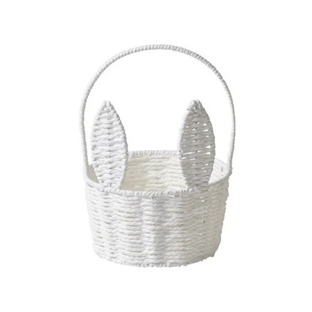 Large Easter Woven Bunny Basket with Long Ears, Storage Tote Bag for Eggs, Kids Gift, and Home Decoration | Walmart (US)