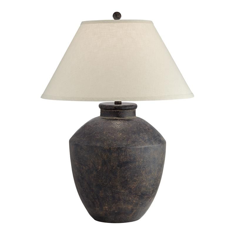 Pacific Coast Lighting Massa 29.56" Jar Resin Table Lamp in Black Terracota | Cymax