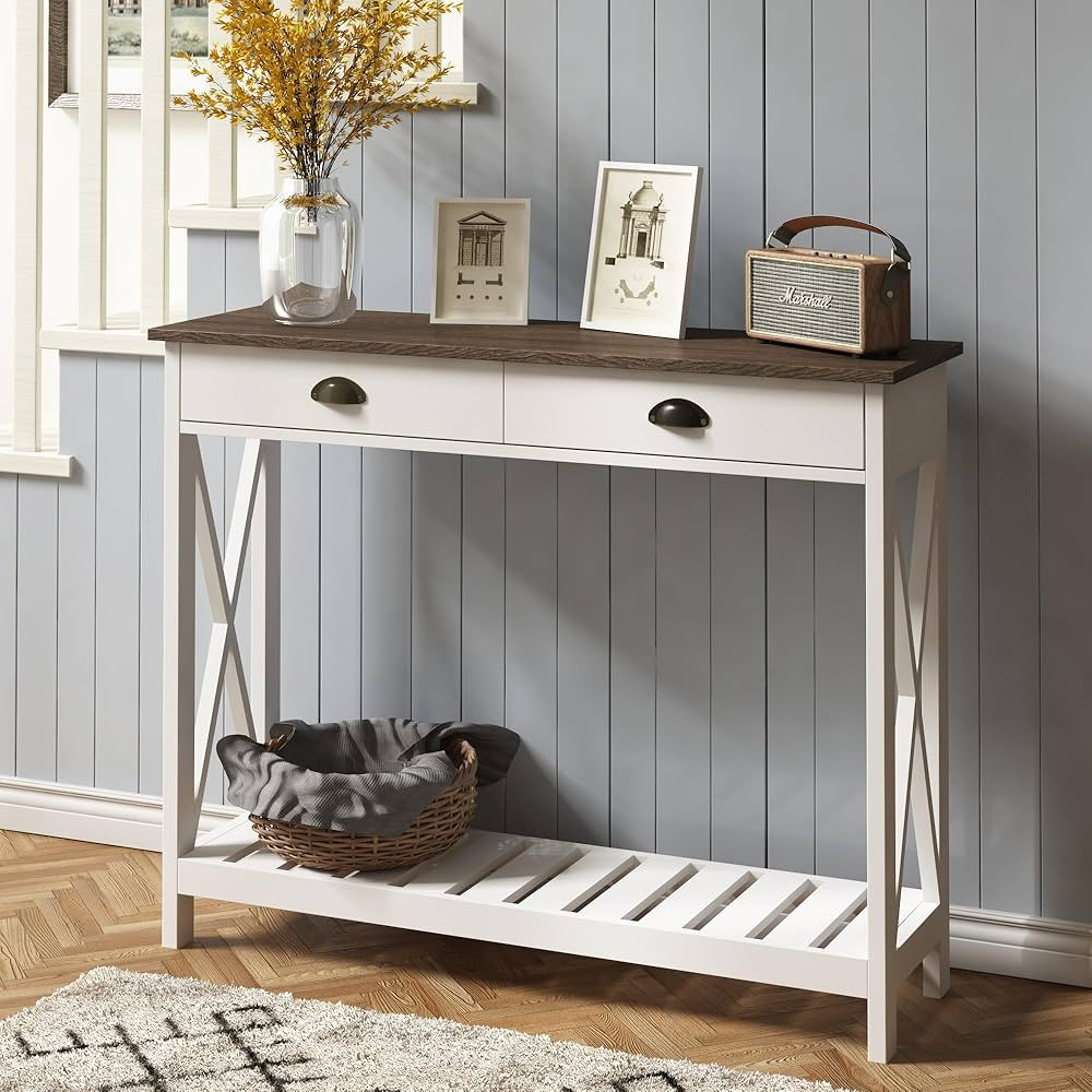 ChooChoo Farmhouse Console Table with Drawer for Entryway, Narrow Long Entry Table with Shelf for... | Amazon (US)