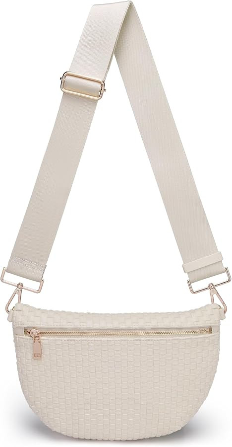 Woven Crossbody Bag for Women Stylish Leather Bum Bag Sling Purses Chest bag for Travel Festival | Amazon (US)