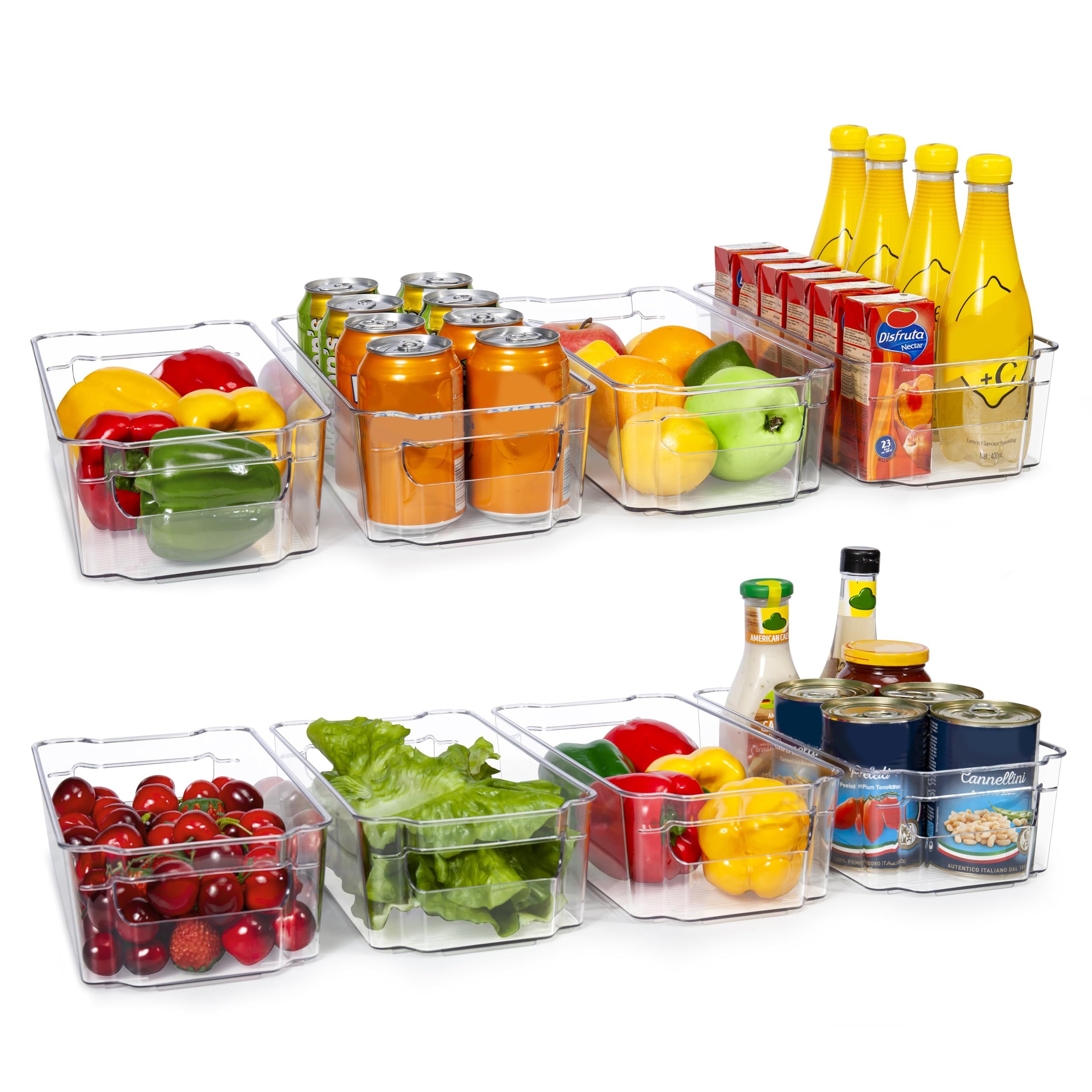 HOOJO Refrigerator Organizer Bins - 8pcs Clear Plastic Bins For Fridge, Freezer, Kitchen Cabinet,... | Amazon (US)