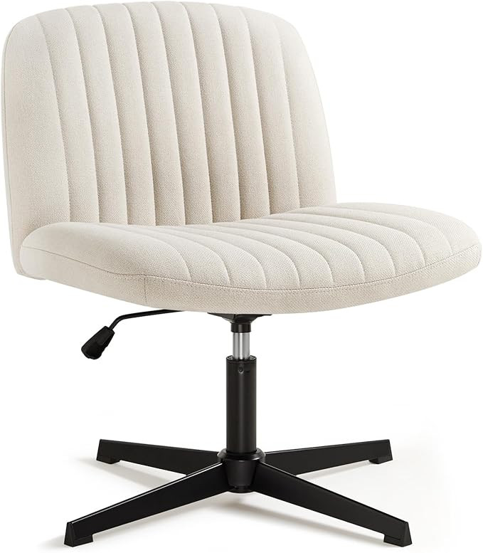 Criss Cross Chair, Velvet Armless Wide Office Chair no Wheels, Cross Legged Chair with Adjustable... | Amazon (US)