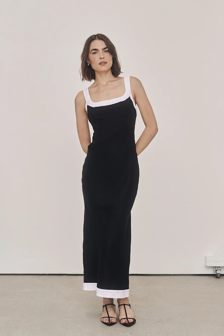 CARTER BLACK LINEN MIDI DRESS | DISSH
