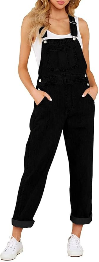 Vetinee Womens Classic Adjustable Straps Pockets Denim Bib Overalls Jeans Pants | Amazon (US)