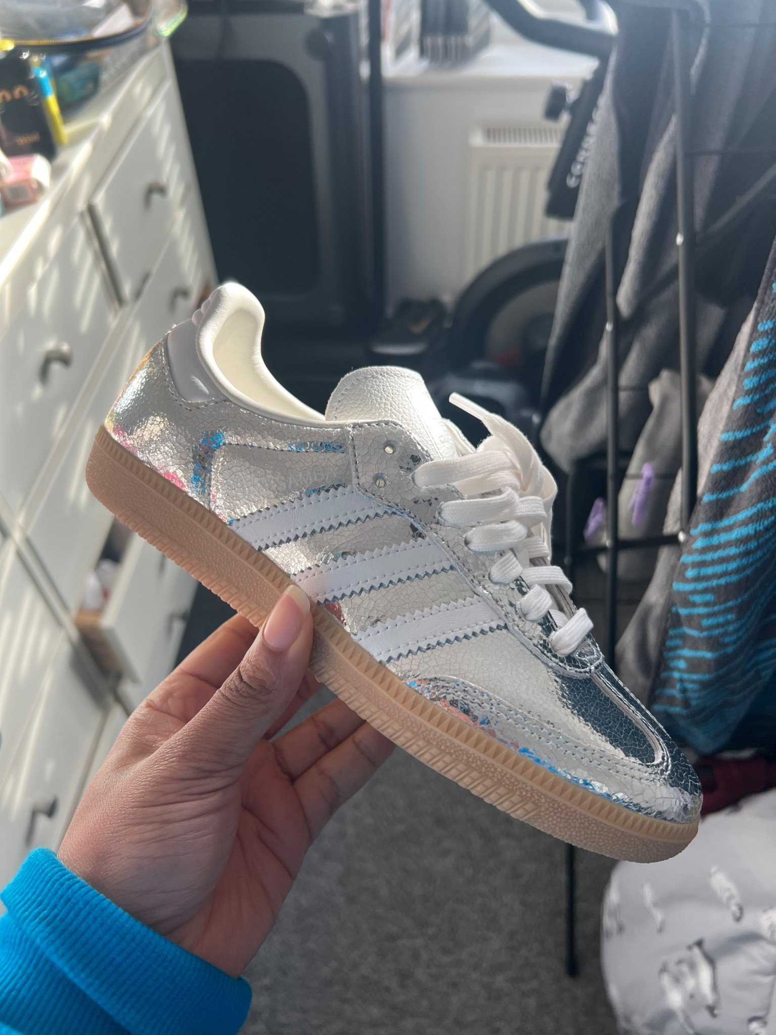 Wedding outfit trainers for when the heels come off 🤪

Adidas, samba, glitter, silver, leather trainers, part season, party outfit 

#LTKfitness #LTKwedding #LTKuk