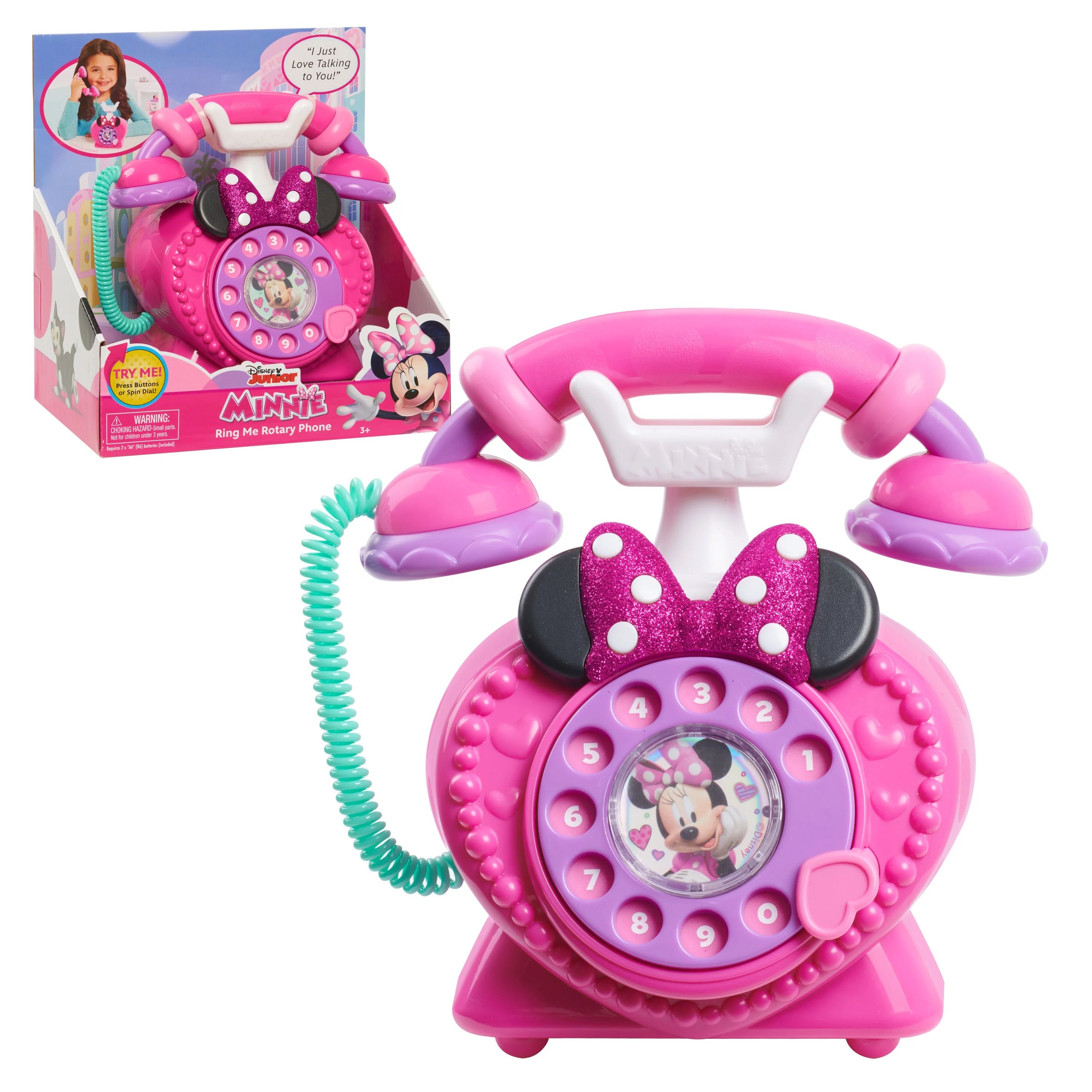 Disney Junior Minnie Mouse Ring Me Rotary Pretend Play Phone, Lights and Sounds, Kids Toys for Ag... | Walmart (US)