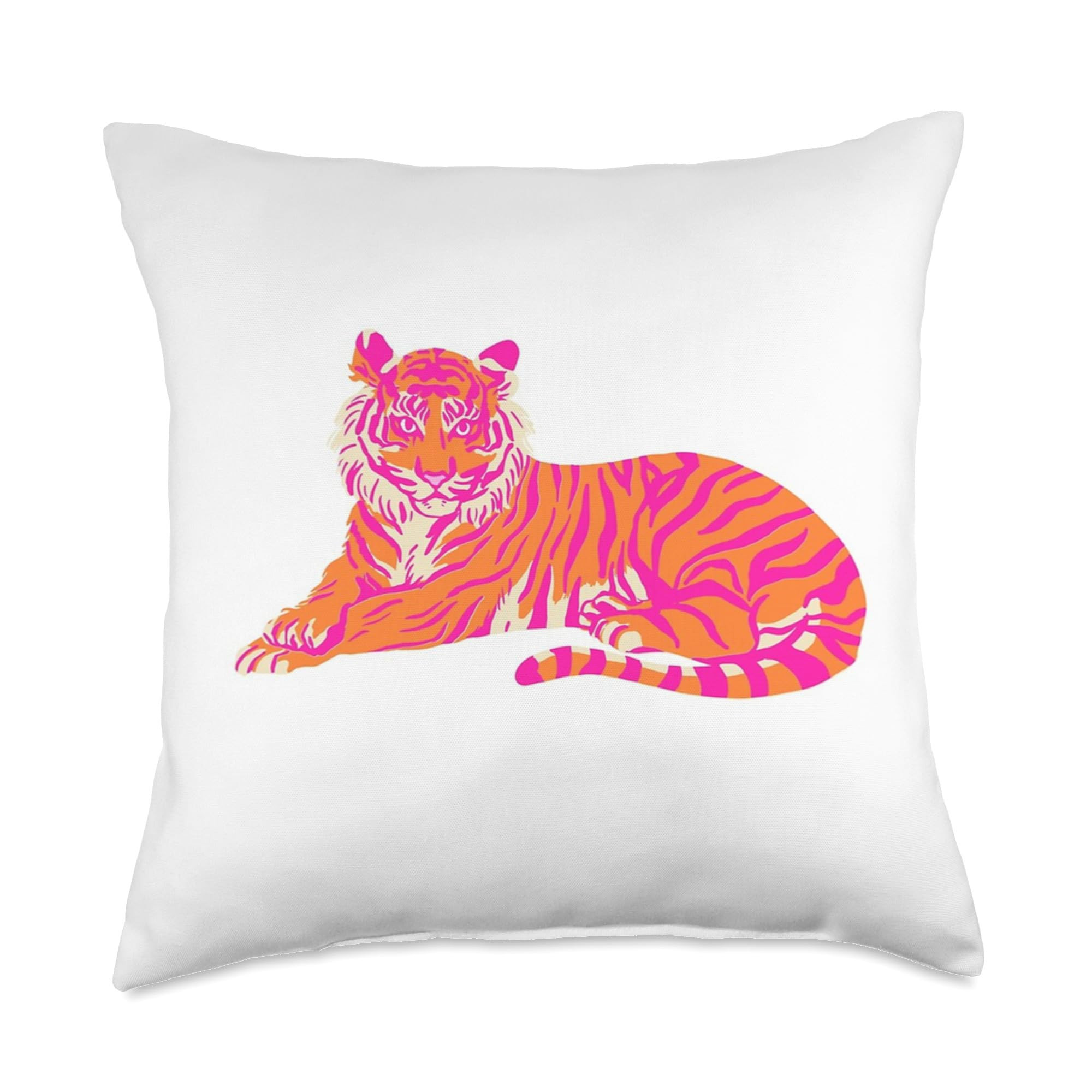 Pink and Orange Tiger Throw Pillow | Amazon (US)