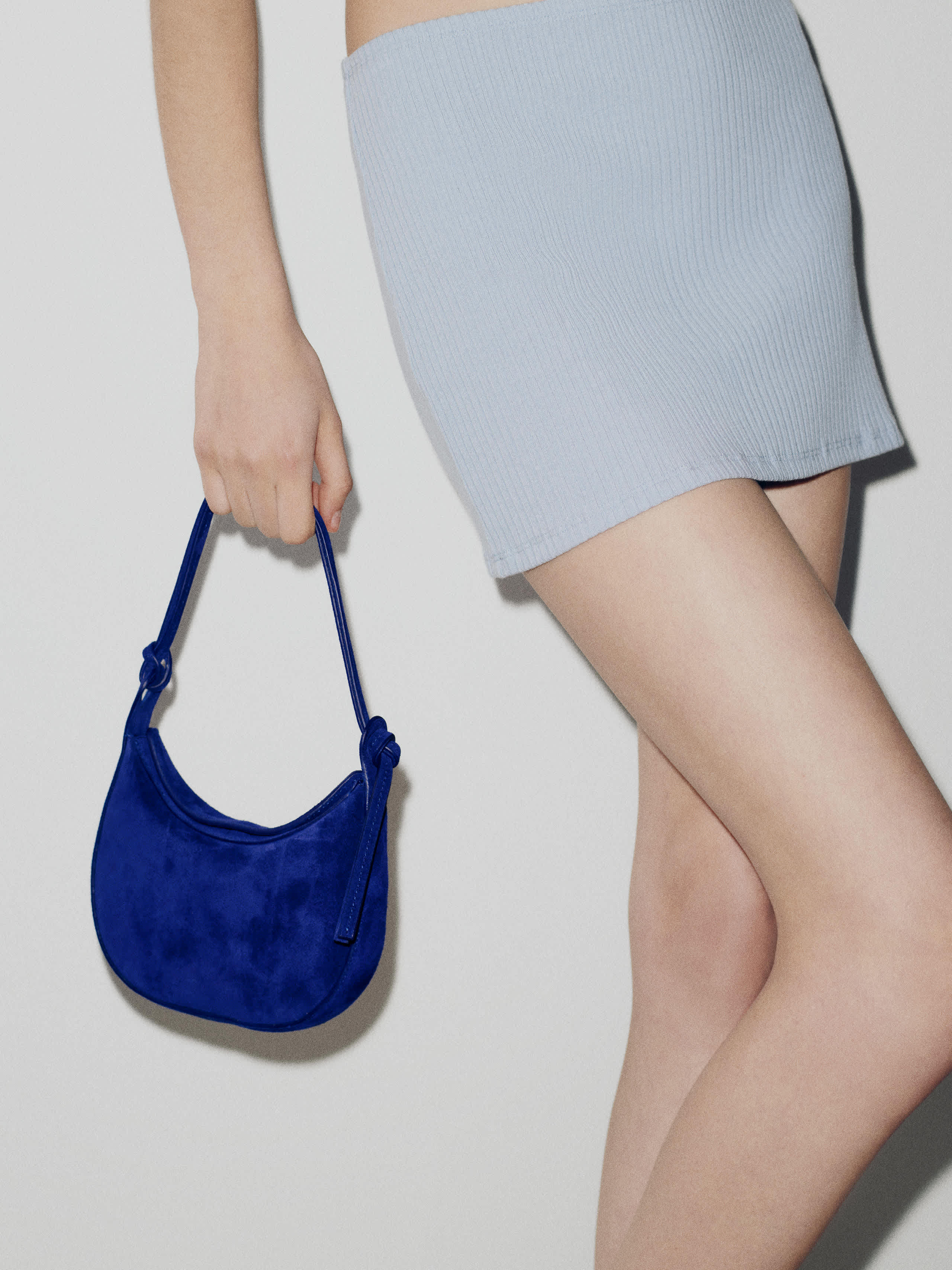 Reformation Mini Rosetta Shoulder Bag Blue Leather | Reformation (Global)