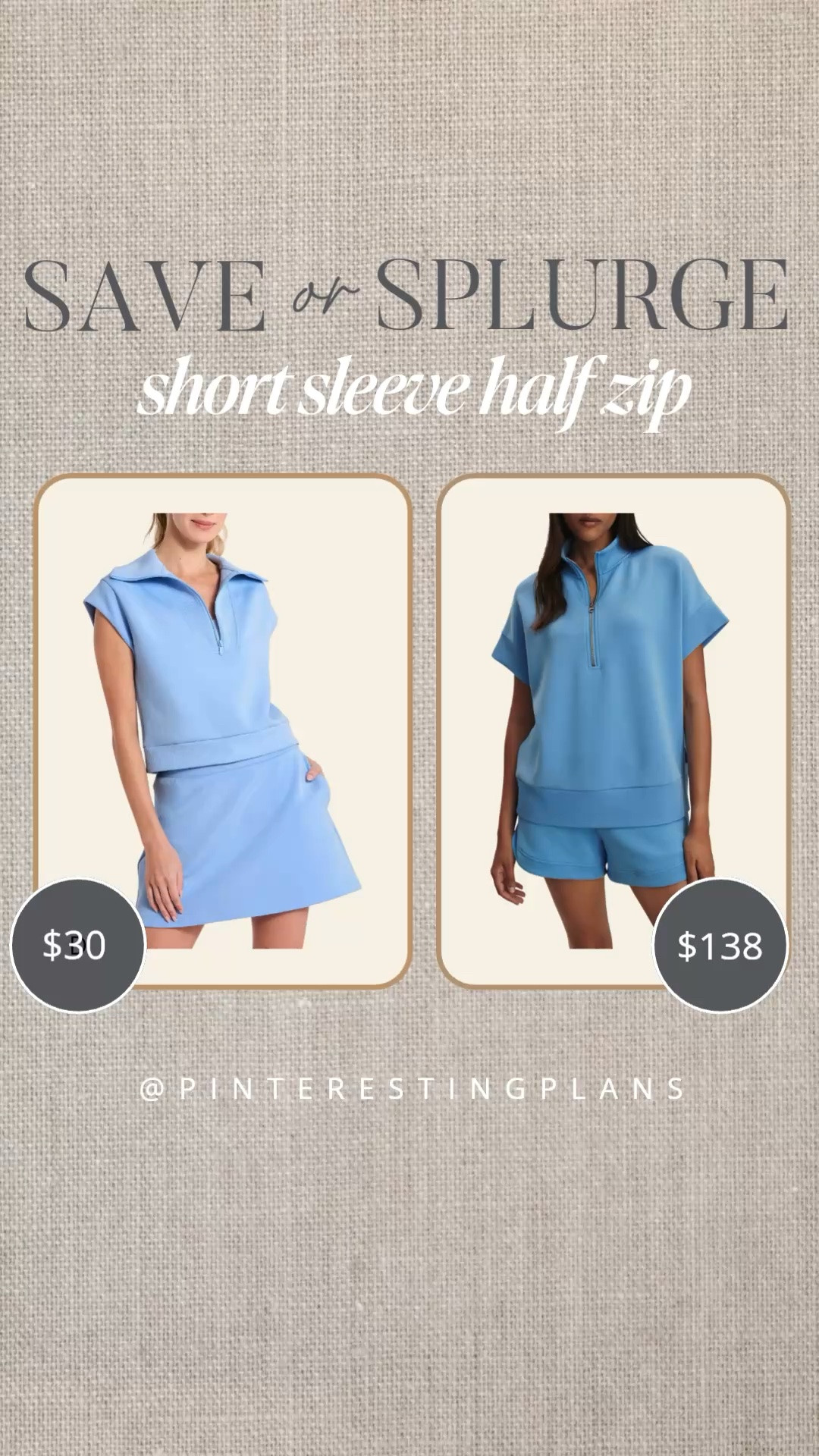 Save or splurge athleisure top in the prettiest blue! Both come in more color options