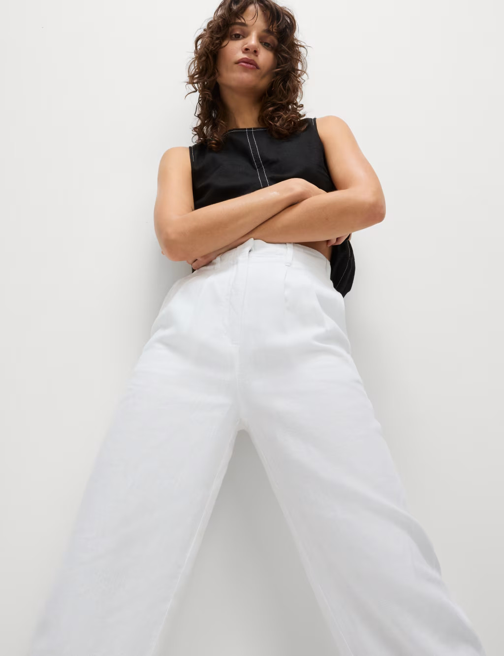 Pure Linen Tapered Trousers | Marks & Spencer (UK)