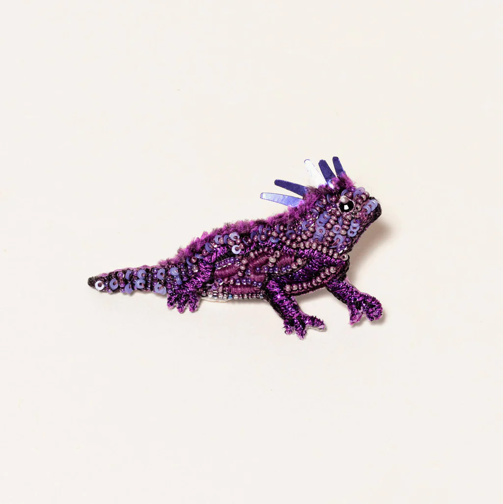 Horned Frog Brooch Purple | Mignonne Gavigan