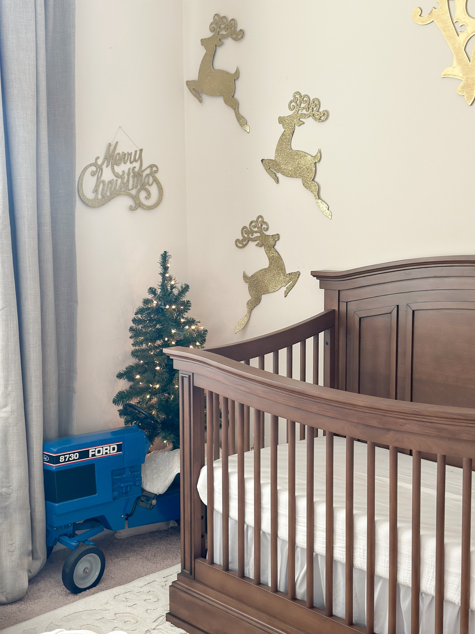Christmas decorations in baby boy’s nursery are up! We added a mini Christmas tree, and gold deer to make it festive 🤗  The deer and sign were from the Dollar General several years ago, but I found a few alternatives that I love for a similar look 🎅

#LTKSeasonal #LTKbaby #LTKHoliday