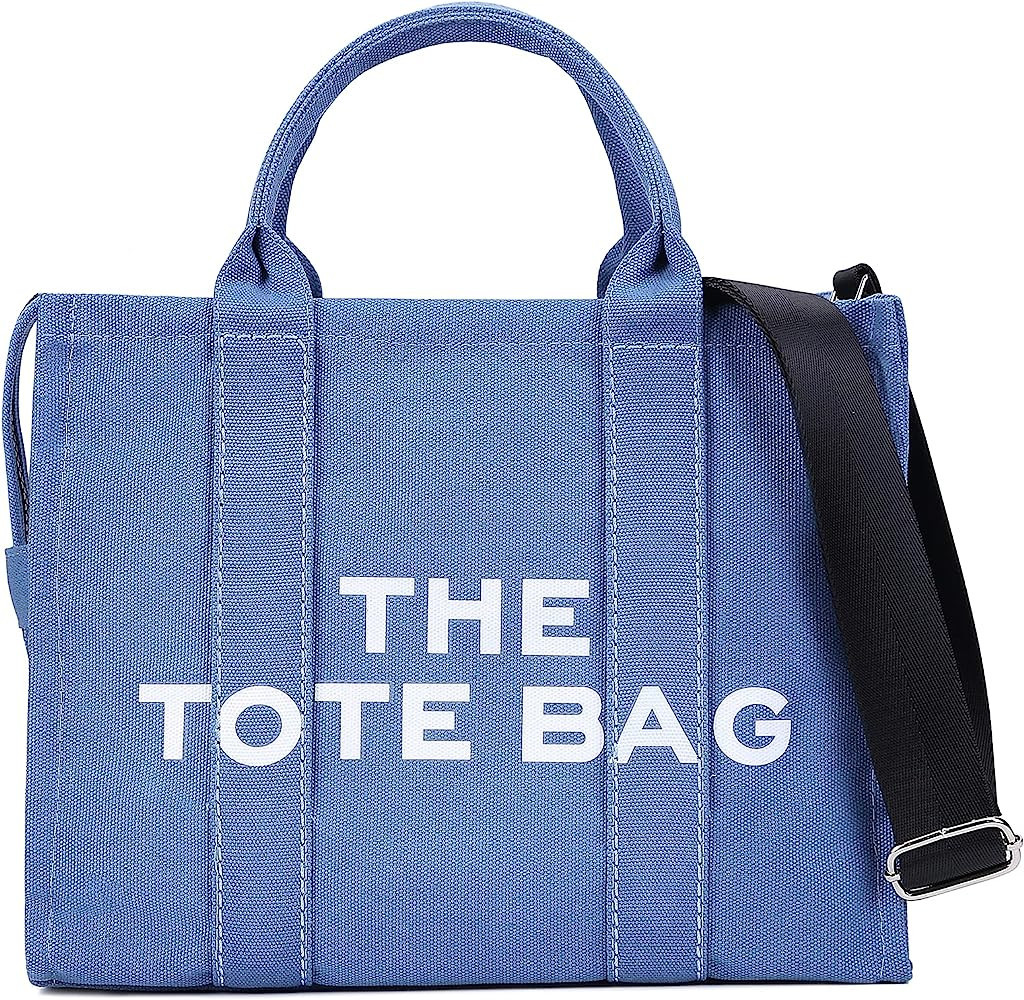 JQWSVE Canvas Tote Bags for Women Handbag Tote Purse with Zipper Canvas Crossbody Bag for Office,... | Amazon (US)