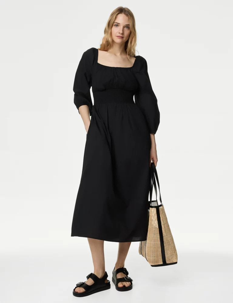 Pure Cotton Square Neck Midaxi Dress | Marks & Spencer (UK)