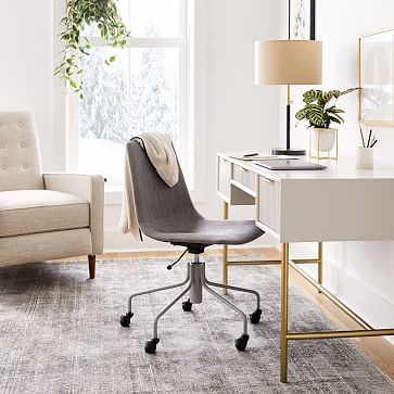 Modern Slope Upholstered Swivel Office Chair | West Elm (US)