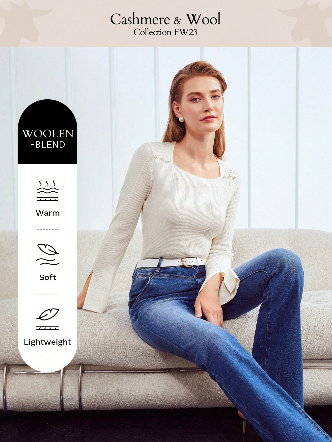 MOTF PREMIUM FAUX PEARL WOOL-BLEND SWEATER | SHEIN