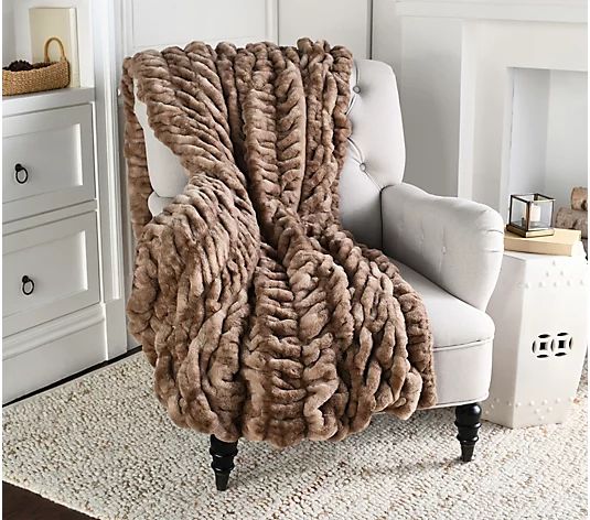 Hotel duCobb Oversized Luxury Ruched Faux Fur Throw by Dennis Basso - QVC.com | QVC
