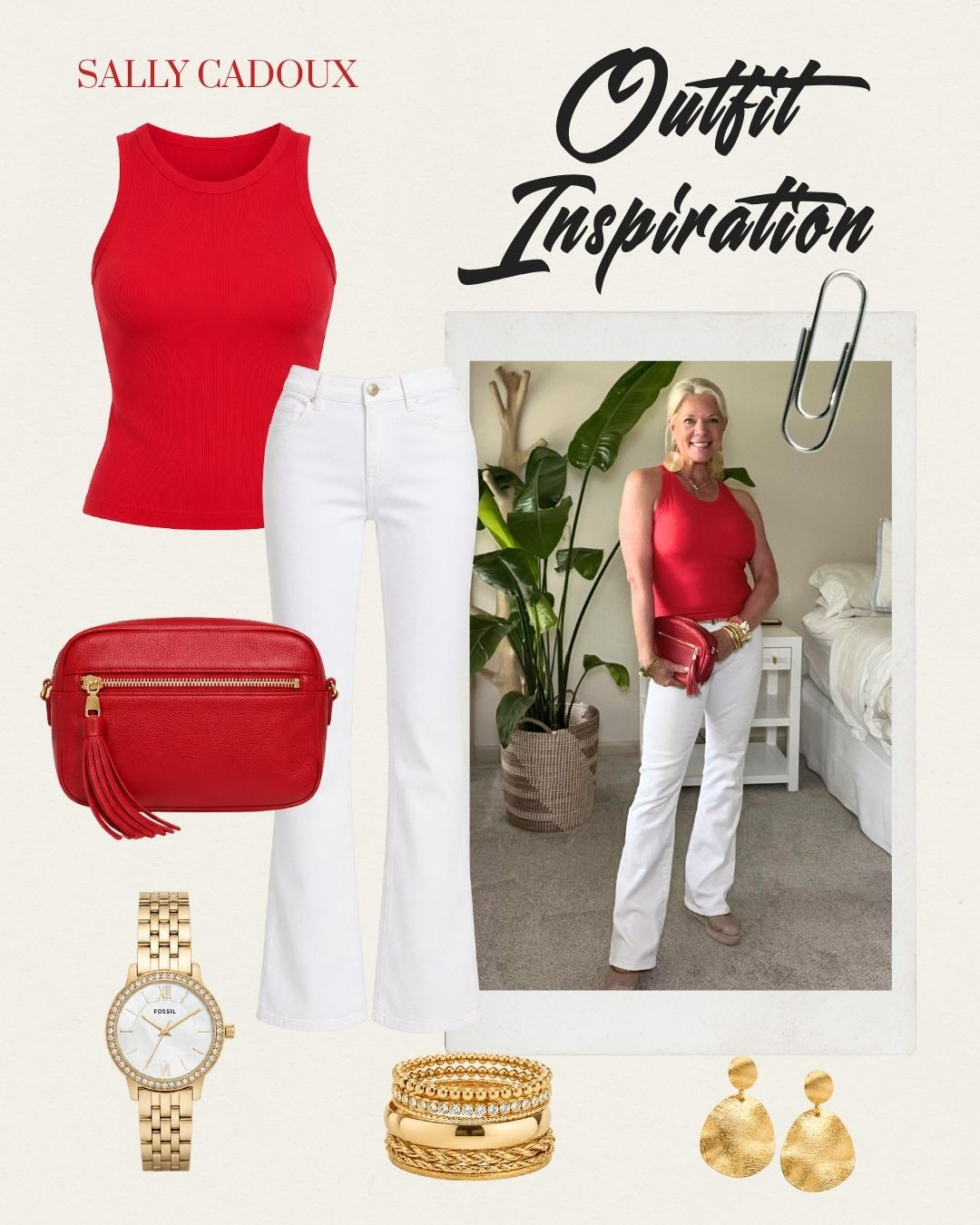 Red tank, white flares, gold accents — an easy formula that works every time 🔴 This is what dressing for yourself looks like. The Nordstrom Anniversary Sale is happening now, so take advantage while it lasts! Shop below, plus similar options linked.
#LTKxNSale #NSale #LTKstyle #LTKover50 #FashionOver50 #LTKfinds #WhiteJeans

#LTKootd #LTKSeasonal #LTKOver40