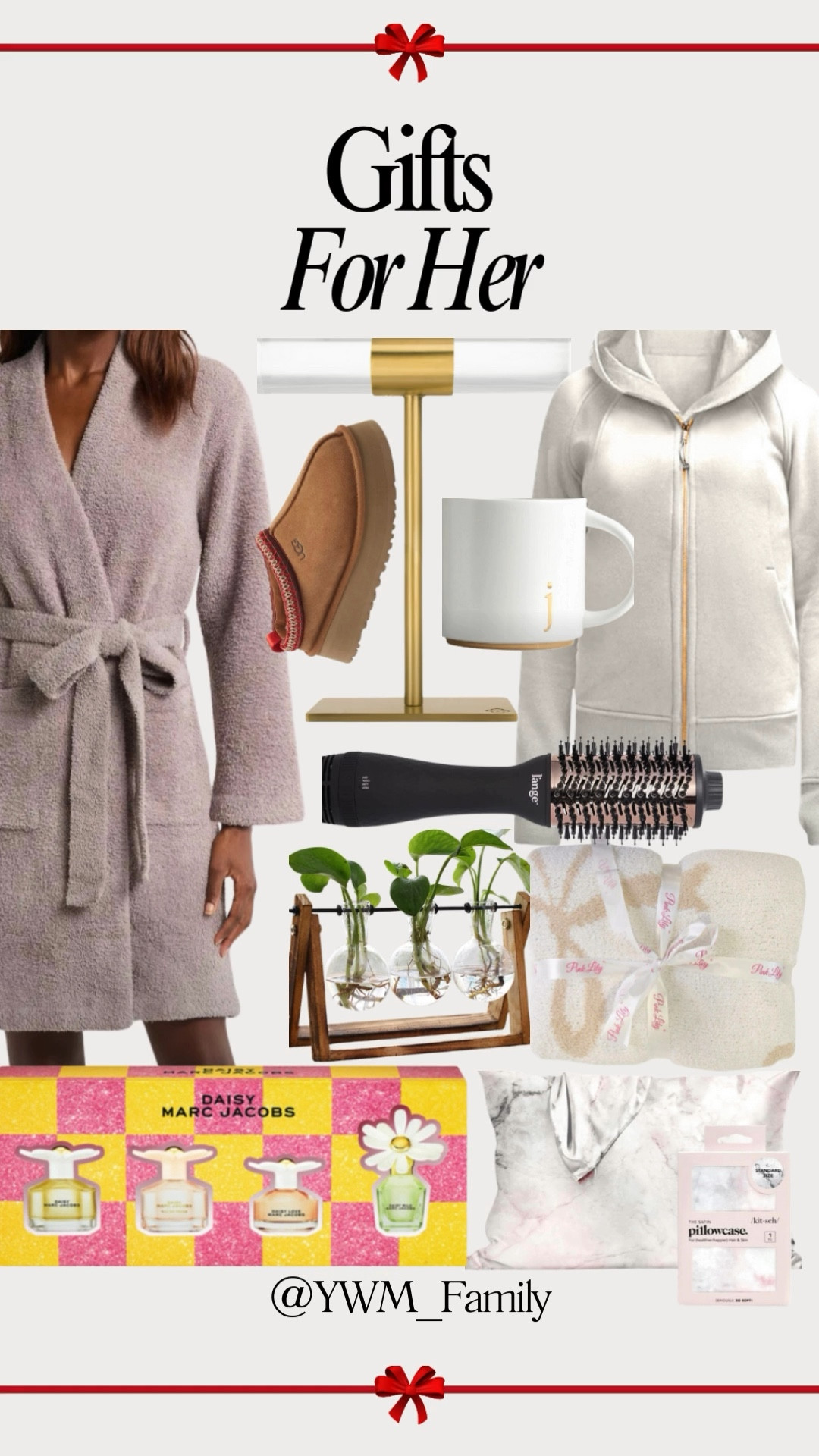 🎁 Gifts for Her ✨

Monogram Ceramic Mugs – Sip in style with a personalized touch. #CozyCups #ThoughtfulGifts

Scuba Full-Zip Hoodie Plush – Ultra-soft and stylish for all-day comfort. #ComfyChic #EverydayEssential

L'ANGE 2-in-1 Blow Dryer Brush – Salon-worthy hair at home with ease. #HairGoals #TimeSaver

Daisy Discovery Mini Gift Set – A delightful holiday set for a floral fragrance lover. #HolidayGlow #MiniLuxury

Large T-Bar Jewelry Stand – Keep jewelry organized in vintage-inspired elegance. #ChicStorage #JewelryDisplay

Barefoot Dreams CozyChic™ Robe – The ultimate in luxurious loungewear. 
#CozyDreams #StayHomeStyle

Kitsch Satin Pillowcase – Protect hair and skin with this smooth and gentle pillowcase. #BeautySleep #SelfCareEssential

Plant Terrarium with Wooden Stand – A chic addition for plant lovers. #GreenVibes #HomeAesthetic

Make Me Believe Bows Blanket – Soft and stylish for snuggly moments. #CozyDecor #BlanketGoals

Capri Blue Volcano Candle – A heavenly scent in a stunning gold jar. #CandleLover #AnthroFinds

UGG Tazz Platform Slipper – Trendy and warm, perfect for lounging or stepping out. #UGGStyle #CozyFeet

Find the perfect pick for her this season! 🎀💖

#LTKCyberWeek #LTKGiftGuide #LTKHoliday