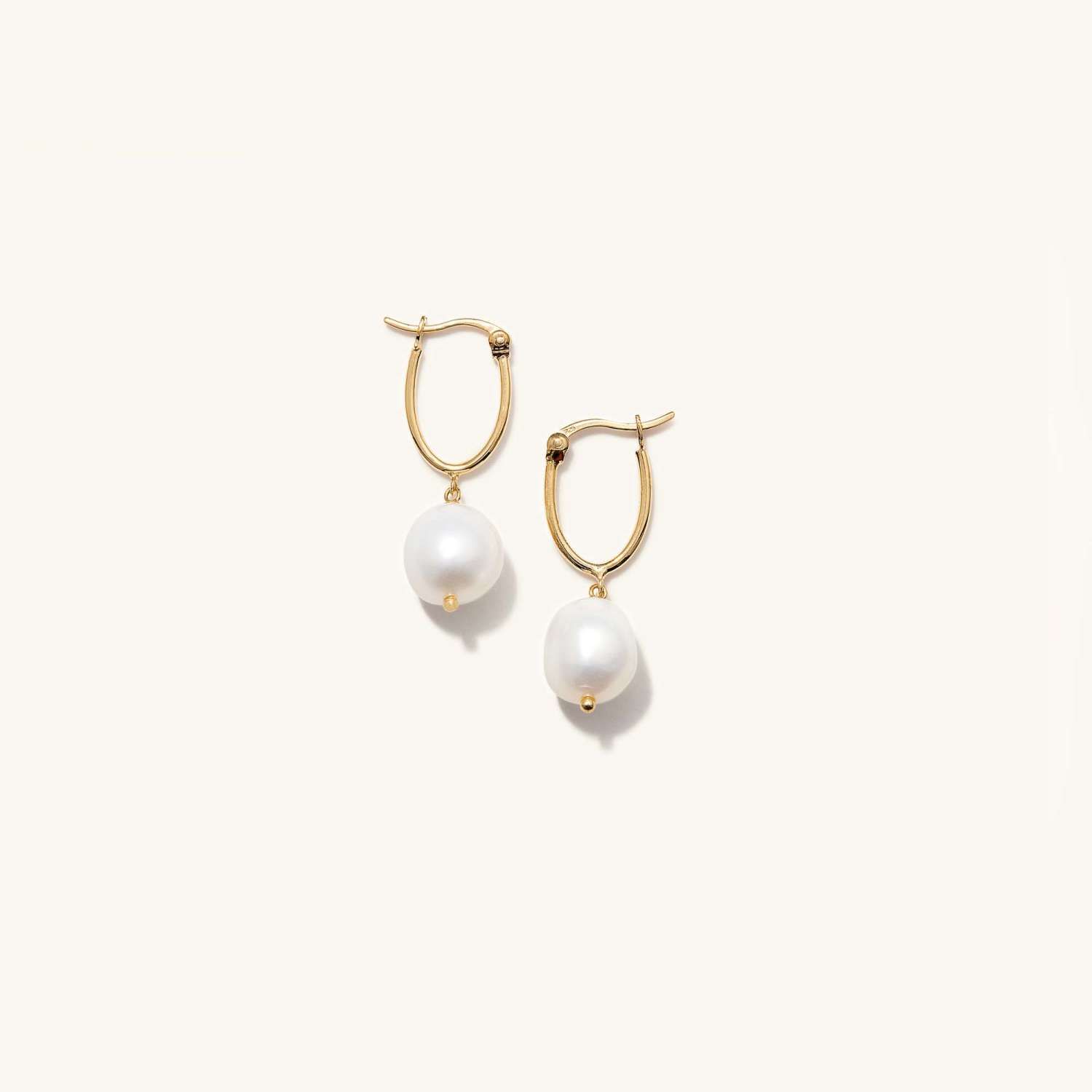 Organic pearl hoop earrings in gold | Mejuri (Global)