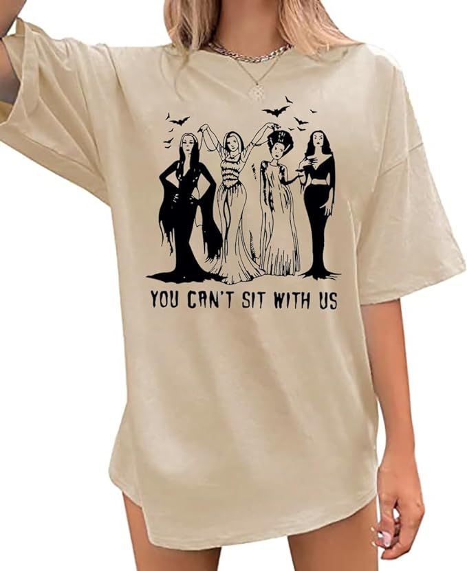 Oversized Ghoul Gang T-Shirt Women You Can't Sit with Us Vintage Goth Queen Graphic Tshirt Short ... | Amazon (US)