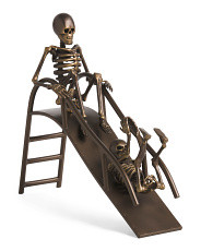 22in Cast Iron Sinister Skeleton Slide Sculpture | TJ Maxx