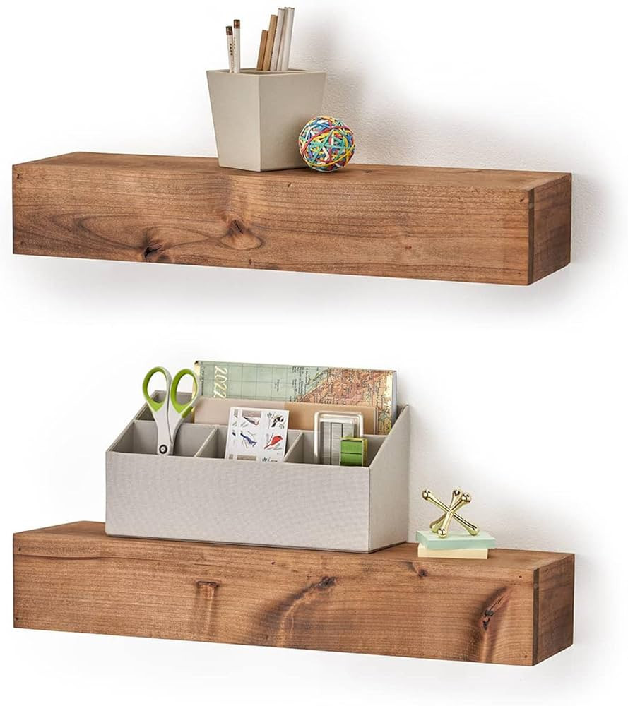 Drakestone Designs Bathroom Floating Shelves, Modern Farmhouse, 24 inch, Walnut Stain | Amazon (US)