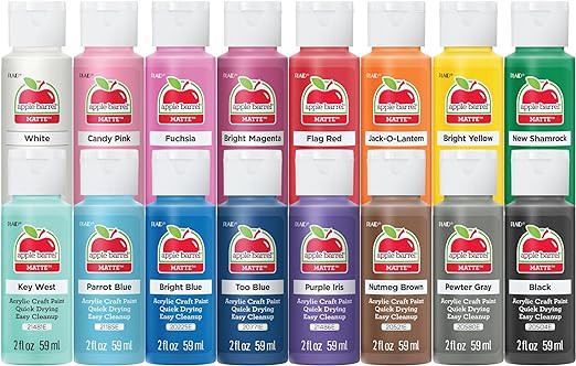 Apple Barrel, Vibrant Spectrum Collection Acrylic Craft Paint, PROMOABIII, 2 fl oz each, 16 assor... | Amazon (US)