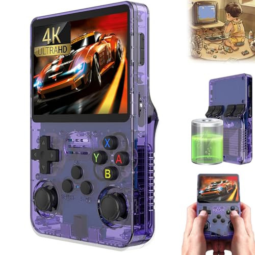 Retro Snap, 128G Retro Snap Game Console Official, 2026 New Retrosnap Play, R36s Handheld Game Consoles, 3.5-in 4k HD Screen, Long Battery Life, Open Source Games Player (Purple 64G) | Amazon (US)