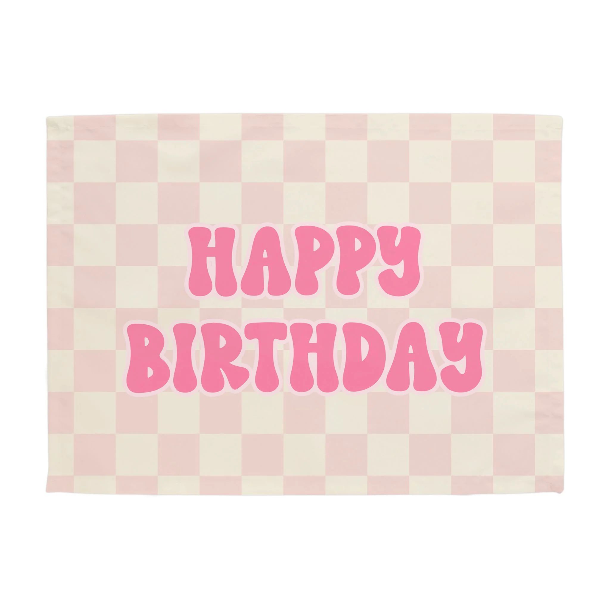 {Hot Pink & Pink Check} Happy Birthday Banner | Hunny Prints