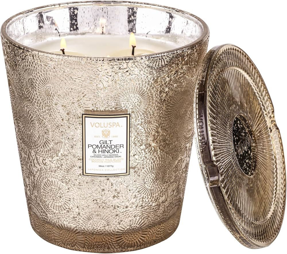 Voluspa Gilt Pomander Hinoki, 3 Wick Boxed Hearth, 38 oz, 80 Hour Burn Time, All Natural Wicks an... | Amazon (US)