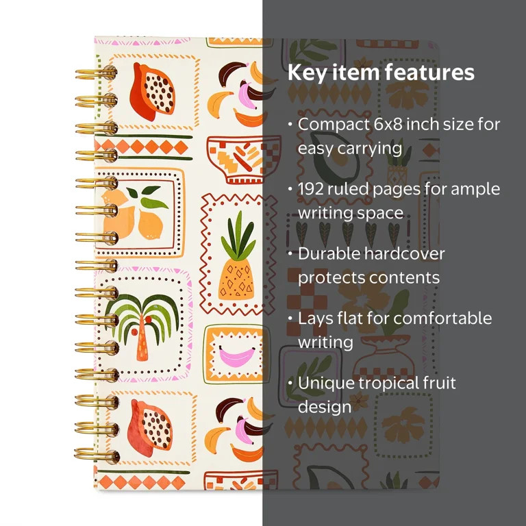 Pen+Gear Double Wire Hardcover Journal, Tropical Fruit, 6" x 8", 192 Ruled Pages | Walmart (US)