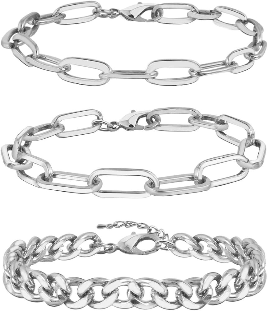 Gold Bracelets for Women Girls 14K Gold Plated Dainty Link Paperclip Choker Bracelet Stack Gold S... | Amazon (US)