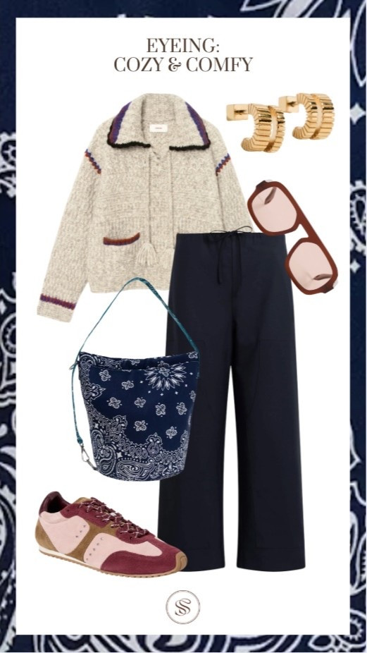 Cozy outfit
Sneakers
Grey sweater 
Bandana print