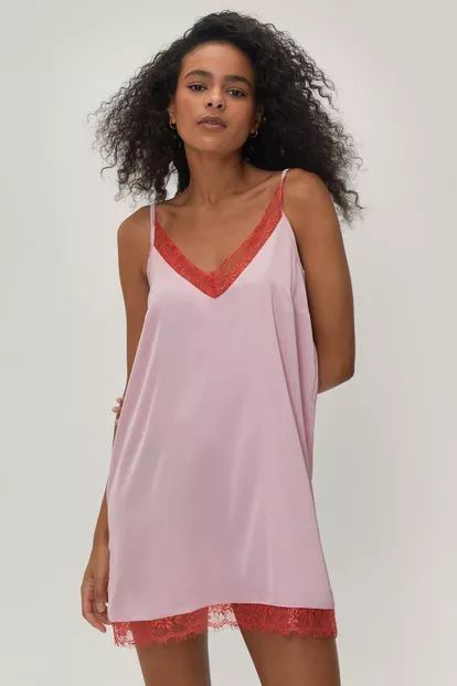 Satin Contrast Lace Strappy Nightie | Nasty Gal (US)